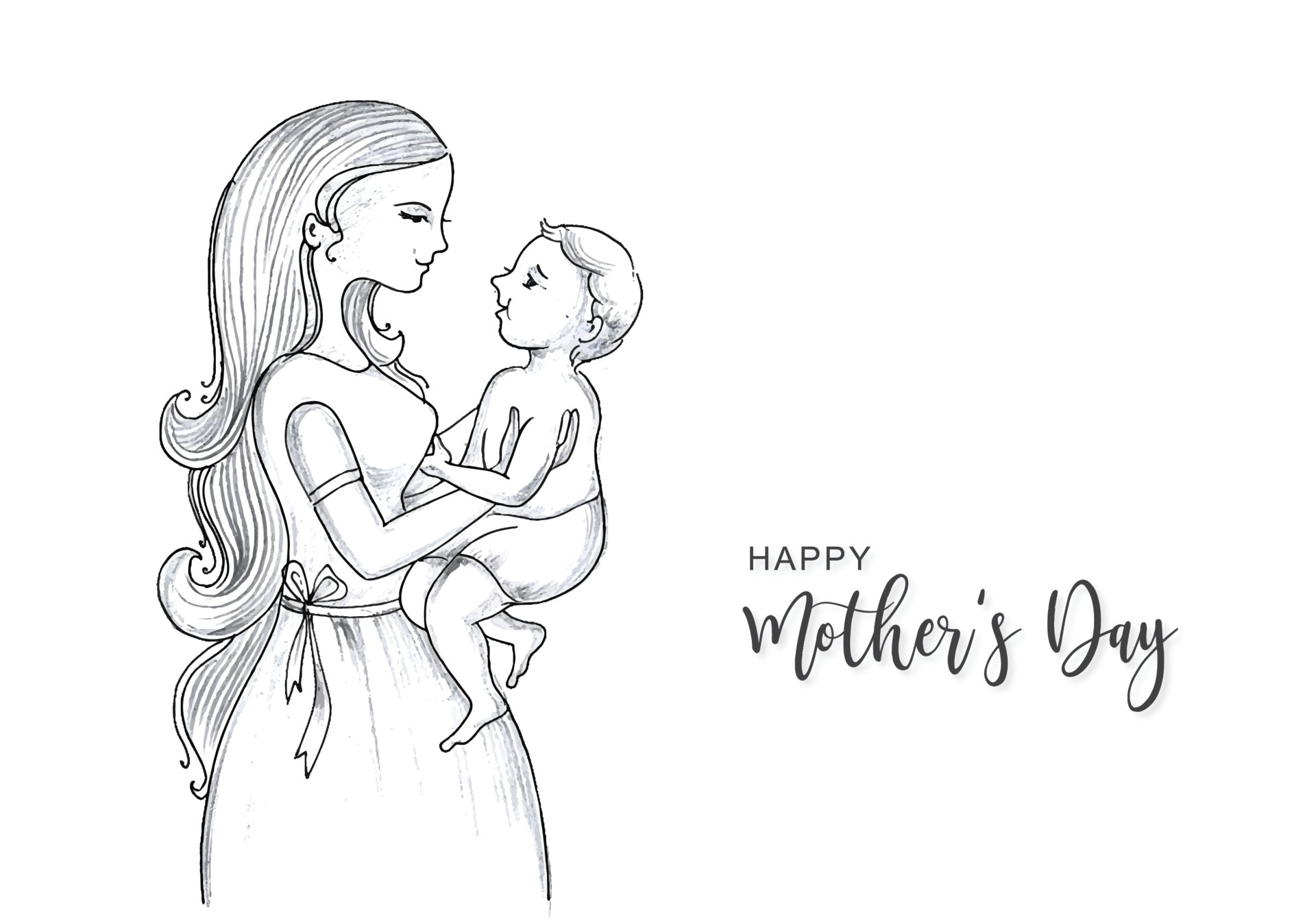 Sketch Grey Mothers Day Sticker | Custom Sticker Label | Gift Elements