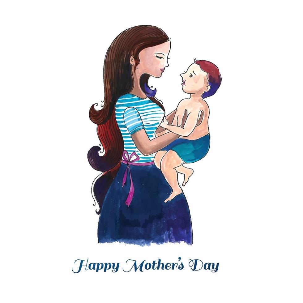 Beautiful mothers day for mom and son love card background vector