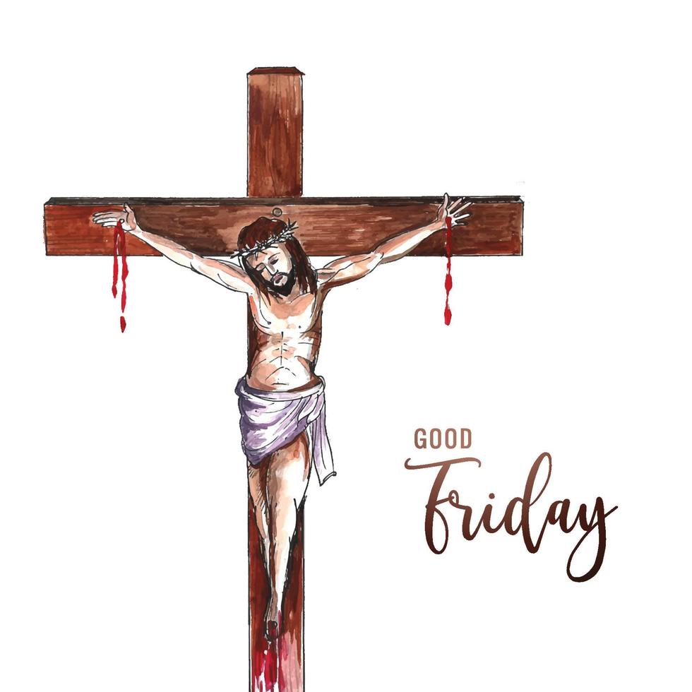 Jesus christ and cross over card background vector