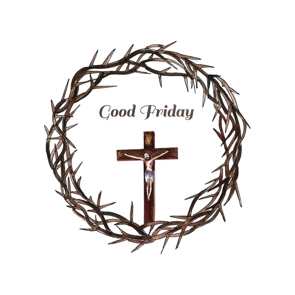 Jesus crown of thorns good friday on white background vector