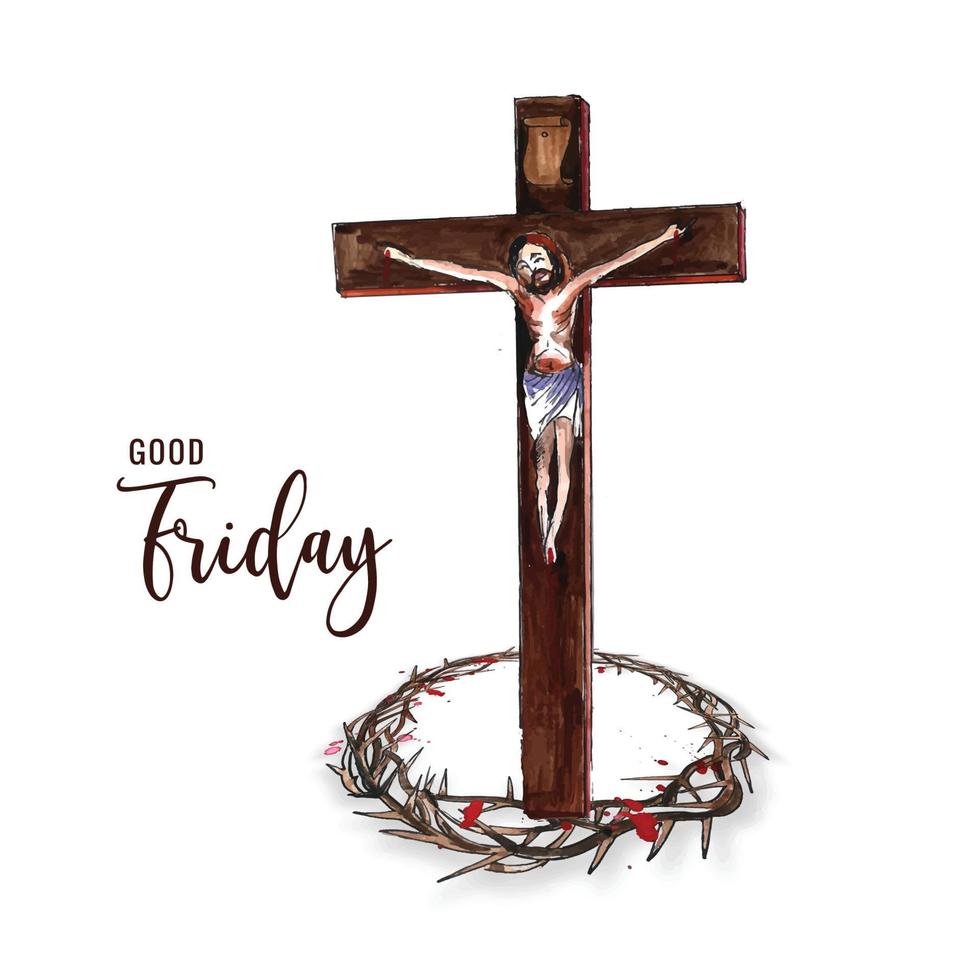 Jesus christ and cross over card background vector
