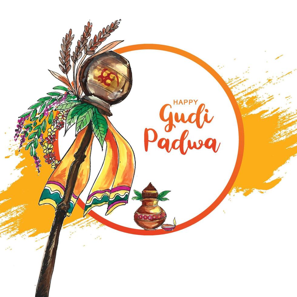 Gudi Padwa Celebration Greeting Card Background vector