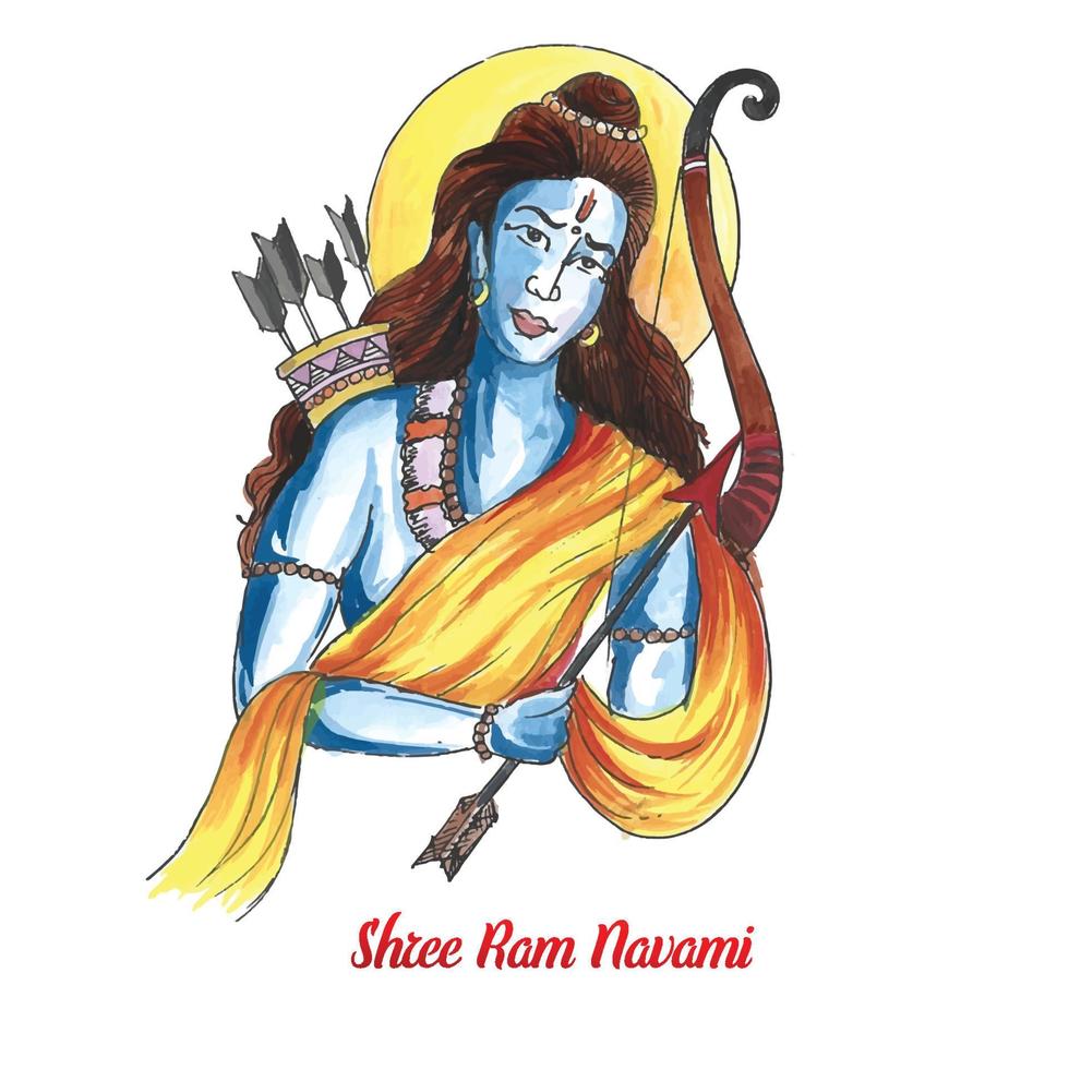 hermosa shri ram navami bendición desea fondo de tarjeta de felicitación vector