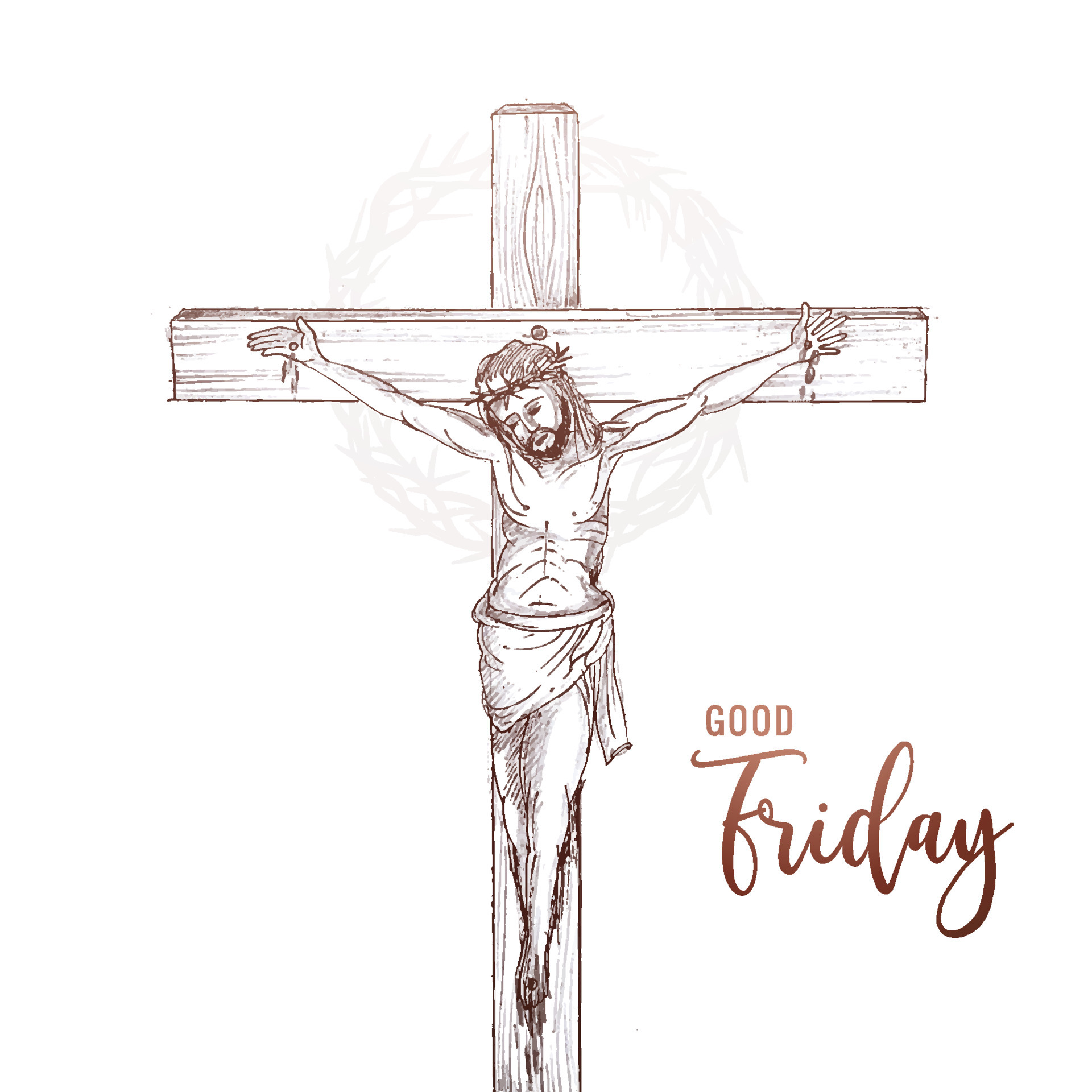 Premium Vector  Line drawing of jesus christ on cross