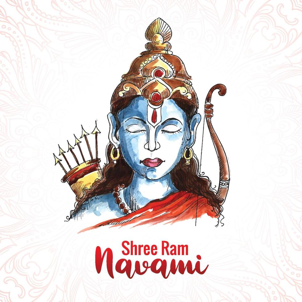 Beautiful Shri ram navami blessing wishes greeting card background vector