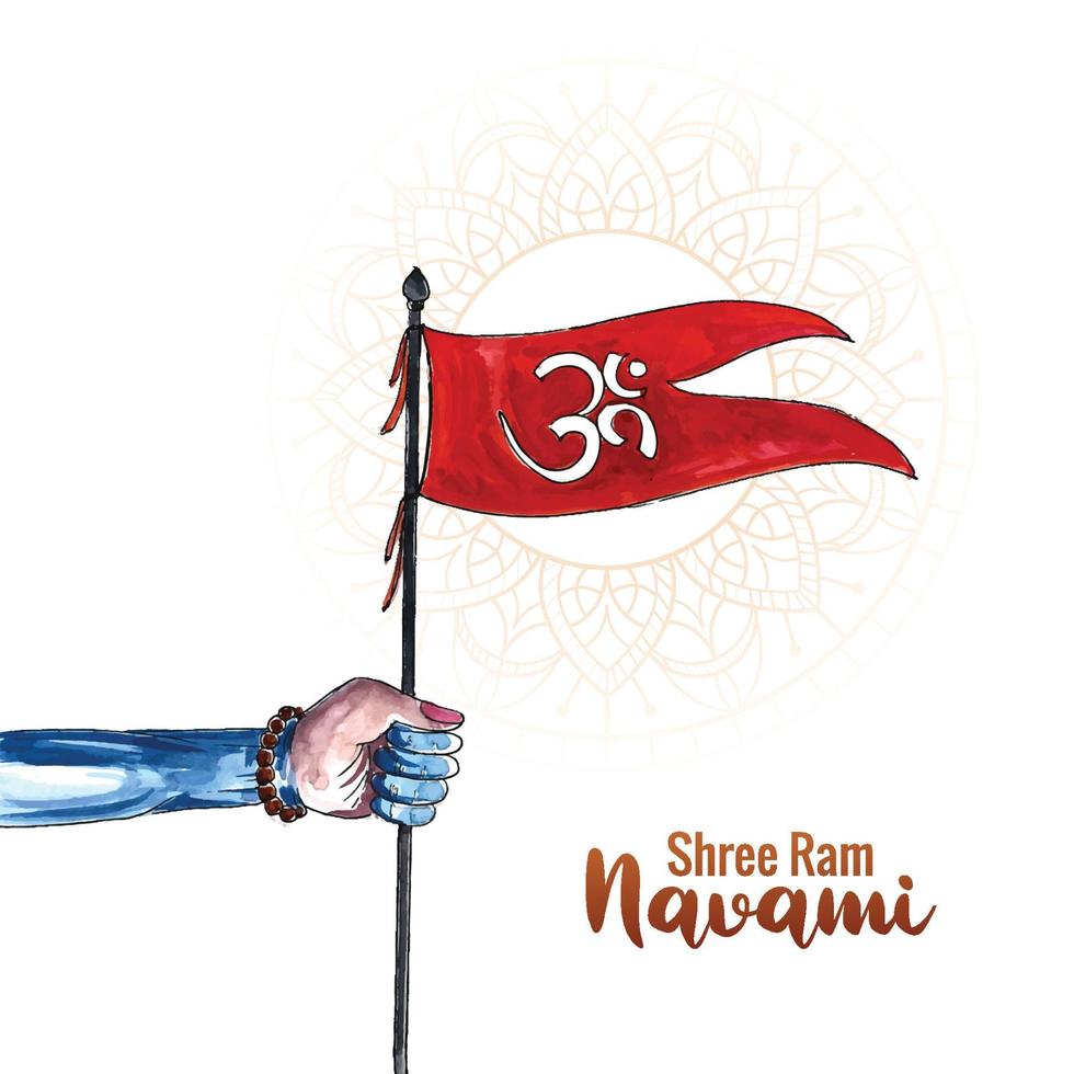 Lord shree ram navami festival wishes card background vector