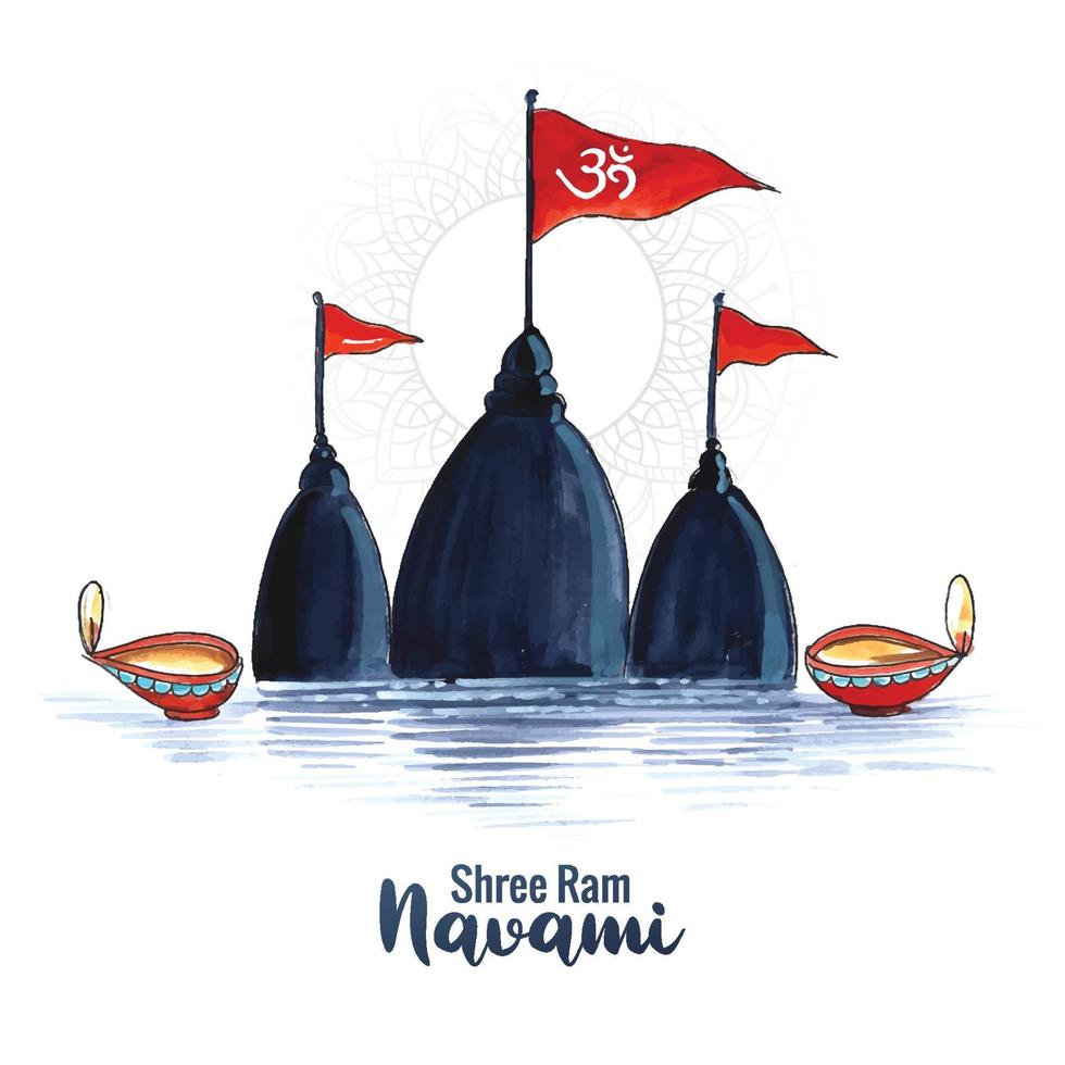 Hand drawn shree ram navami illustration card background vector