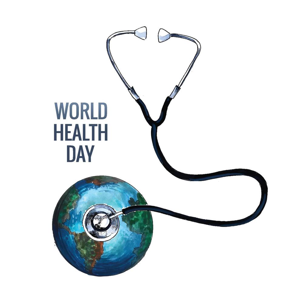 World health day concept with stethoscope globe background vector