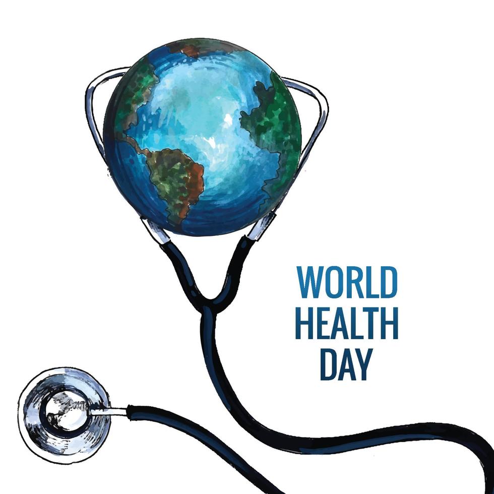 World health day celebrated on April 7 with globe design vector
