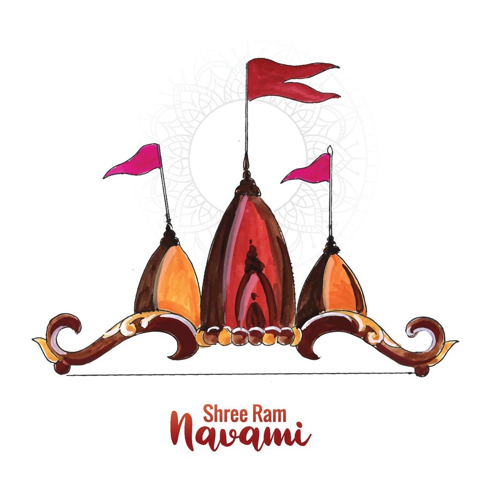 fondo de tarjeta de ilustración de shree ram navami dibujado a mano vector