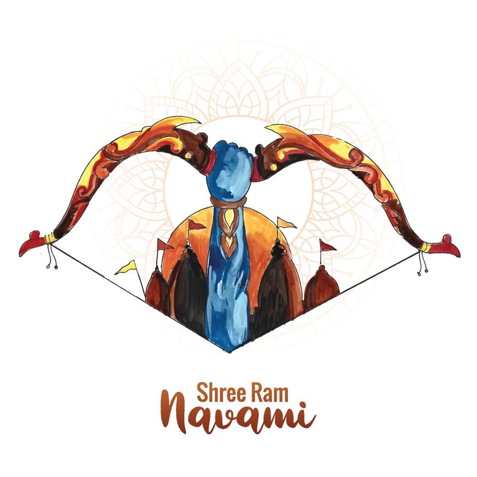 Illustration of bow and arrow in shree ram navami festival of india card design vector