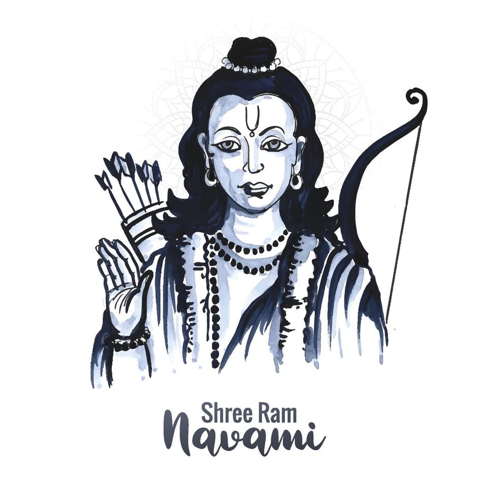 Beautiful Shri ram navami blessing wishes greeting card background vector