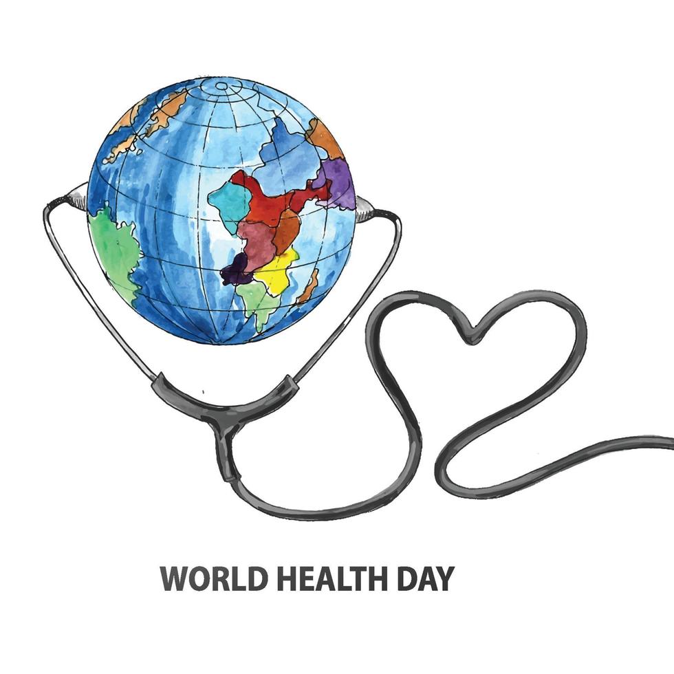 World health day concept with stethoscope globe background vector