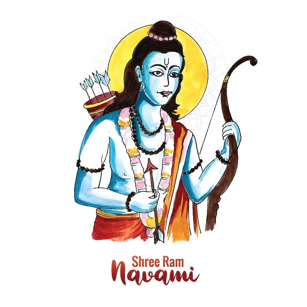 Beautiful Shri ram navami blessing wishes greeting card background vector