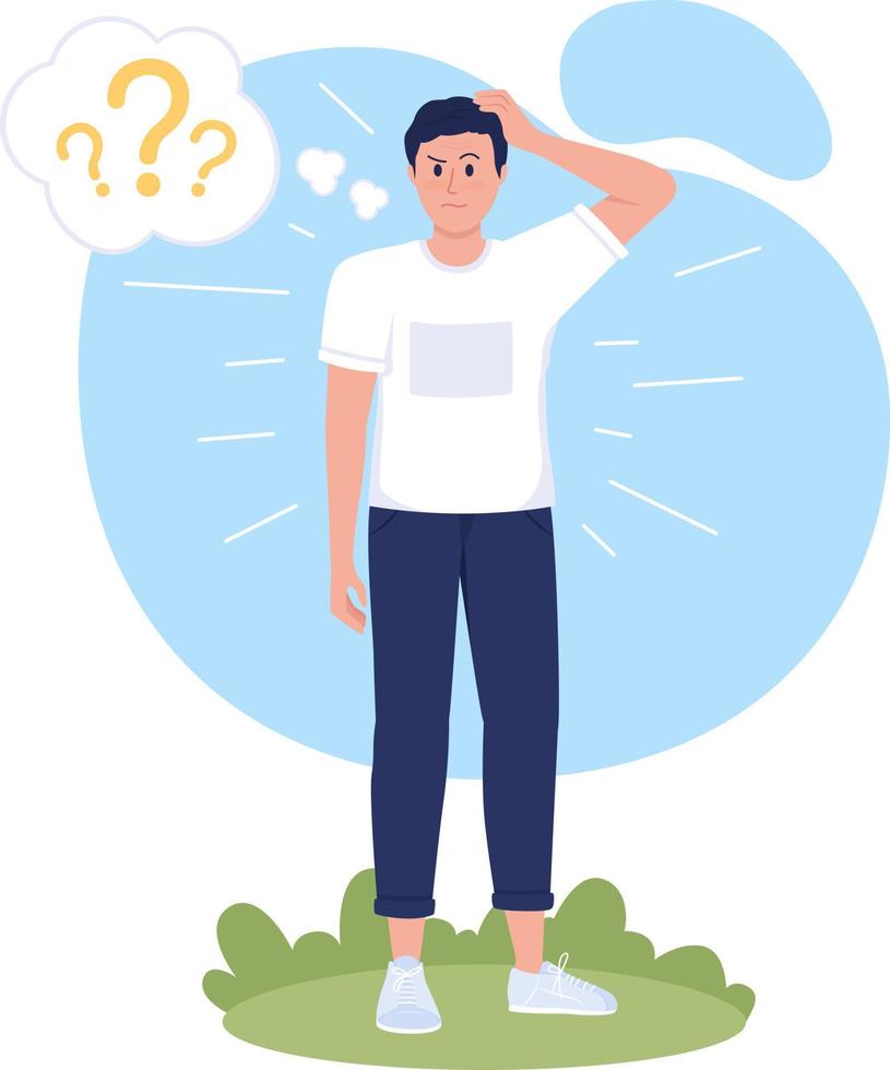 Feeling confused 2D vector isolated illustration