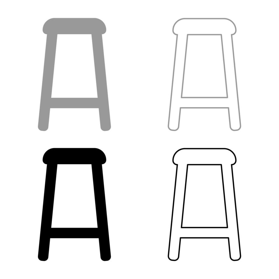 Stool set icon grey black color vector illustration image solid fill outline contour line thin flat style