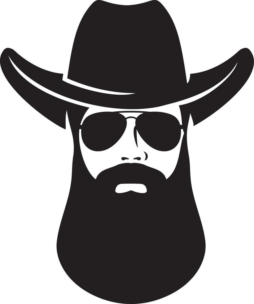 Cowboy Head with Aviator Sunglasses vector