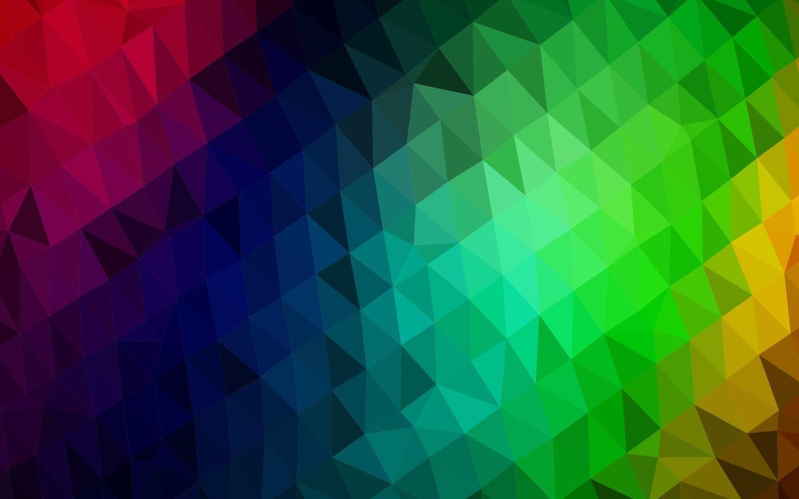 Cubierta de mosaico de triángulo de vector de arco iris multicolor oscuro.