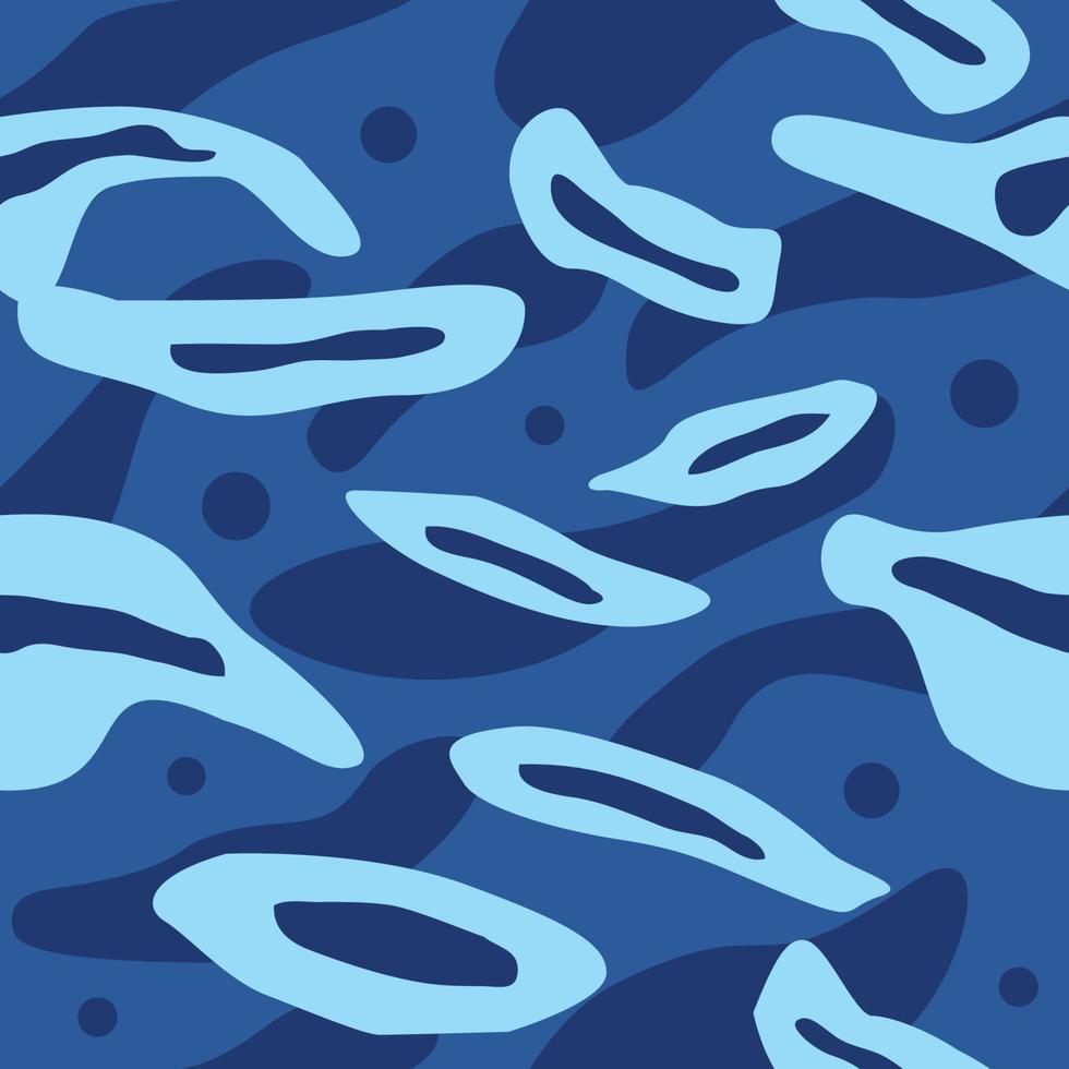 patrón sin costuras de camuflaje abstracto con fondo azul vector