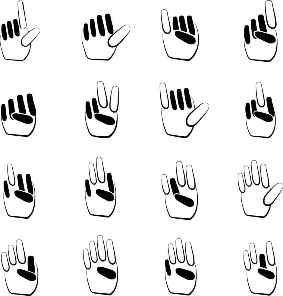 vector de gestos de mano monocromo
