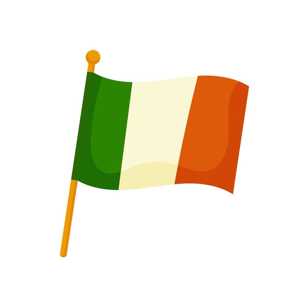 Flag of Ireland for St. Patrick's Day. Vector illustration is isolated, white background.Cartoon style