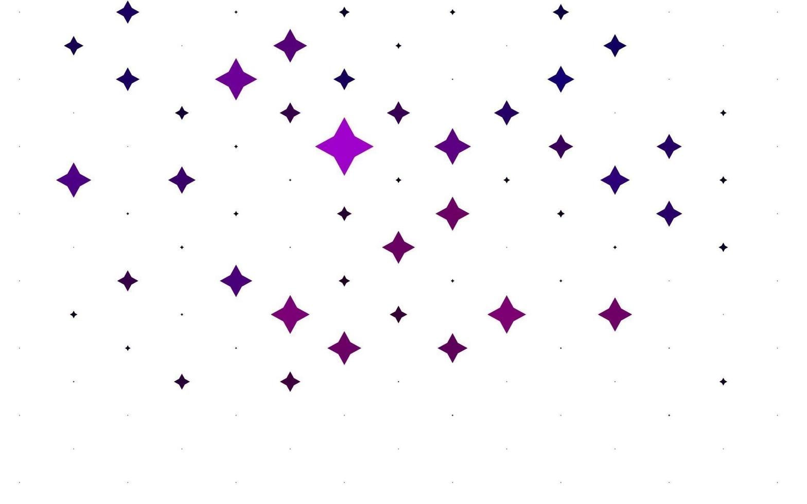 plantilla de vector de color púrpura claro con estrellas del cielo.