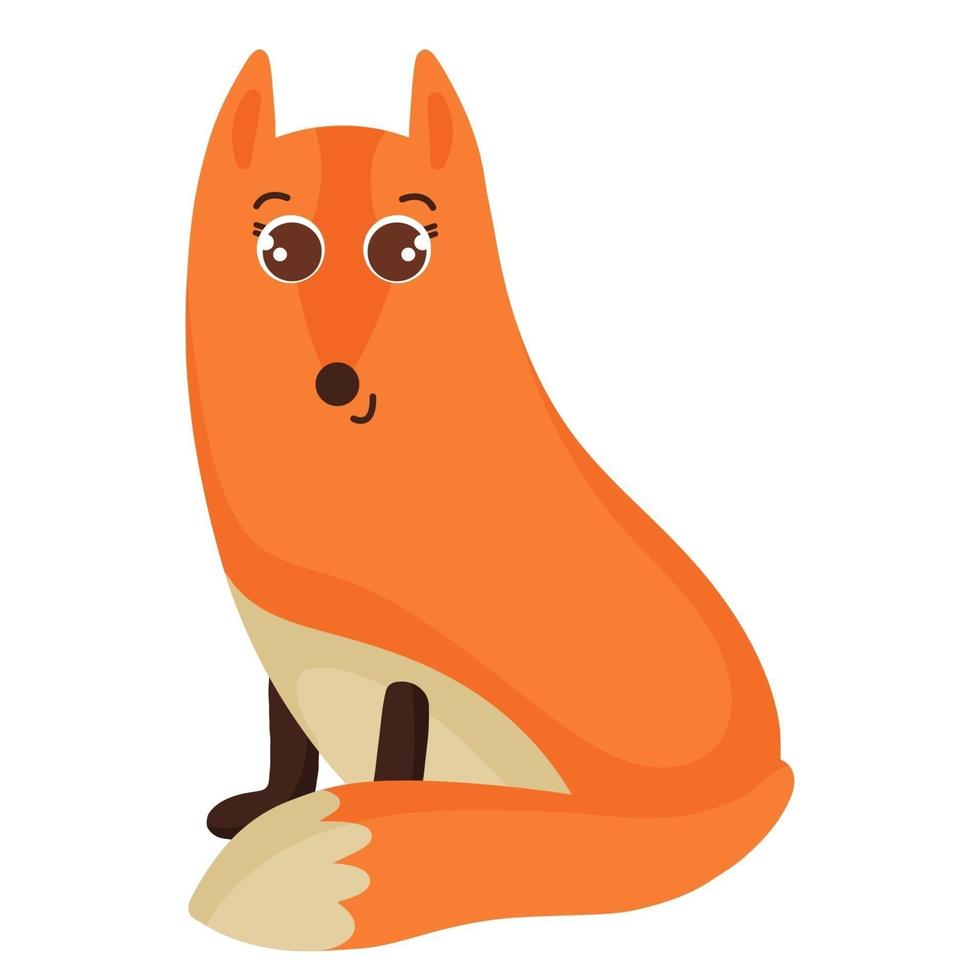 Fox. Forest animal. Vector cartoon style. Isolated on a white background