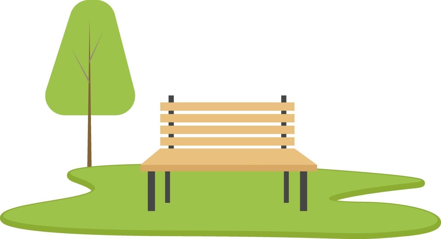 Bench in the park, illustration, vector on a white background.