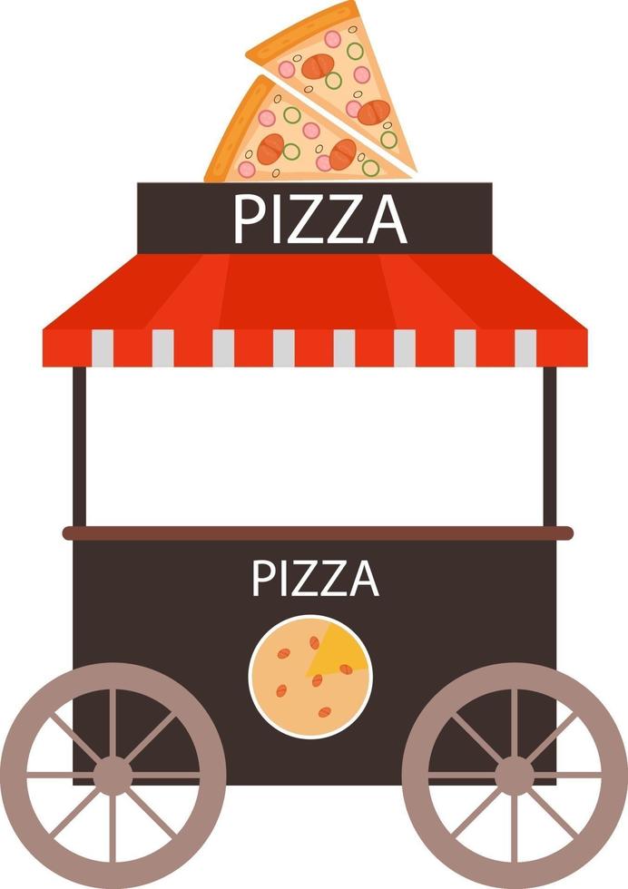 puesto de pizza, ilustración, vector sobre fondo blanco.