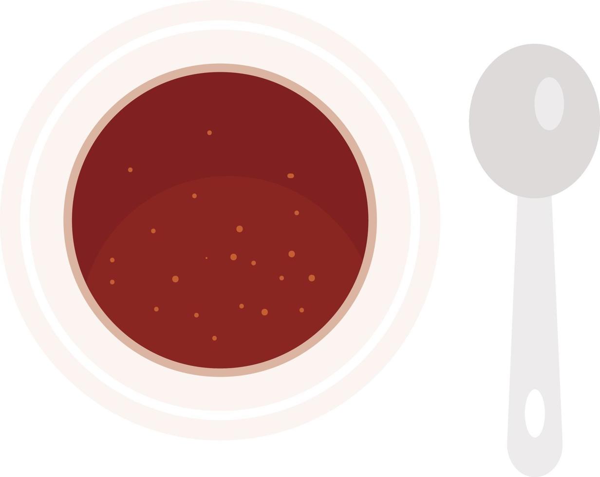 Soup in bowl, illustration, vector on a white background.