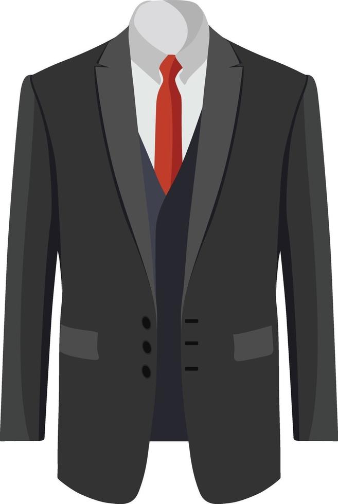 traje negro, ilustración, vector sobre fondo blanco.