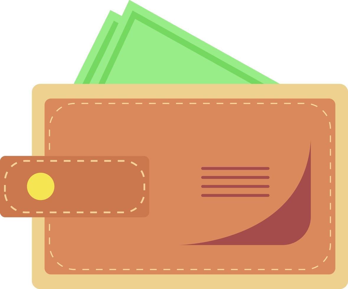 Wallet with money, illustration, vector on a white background.