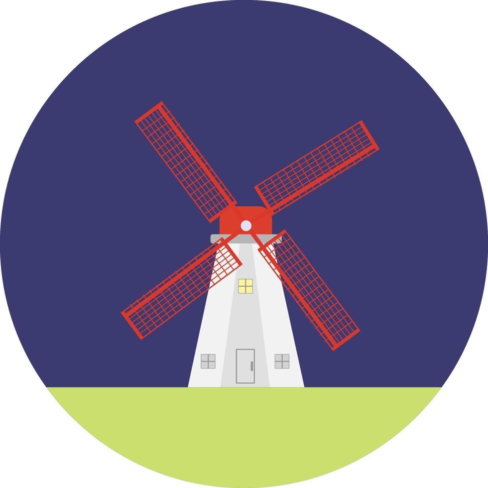 Windmill, illustration, vector on a white background.