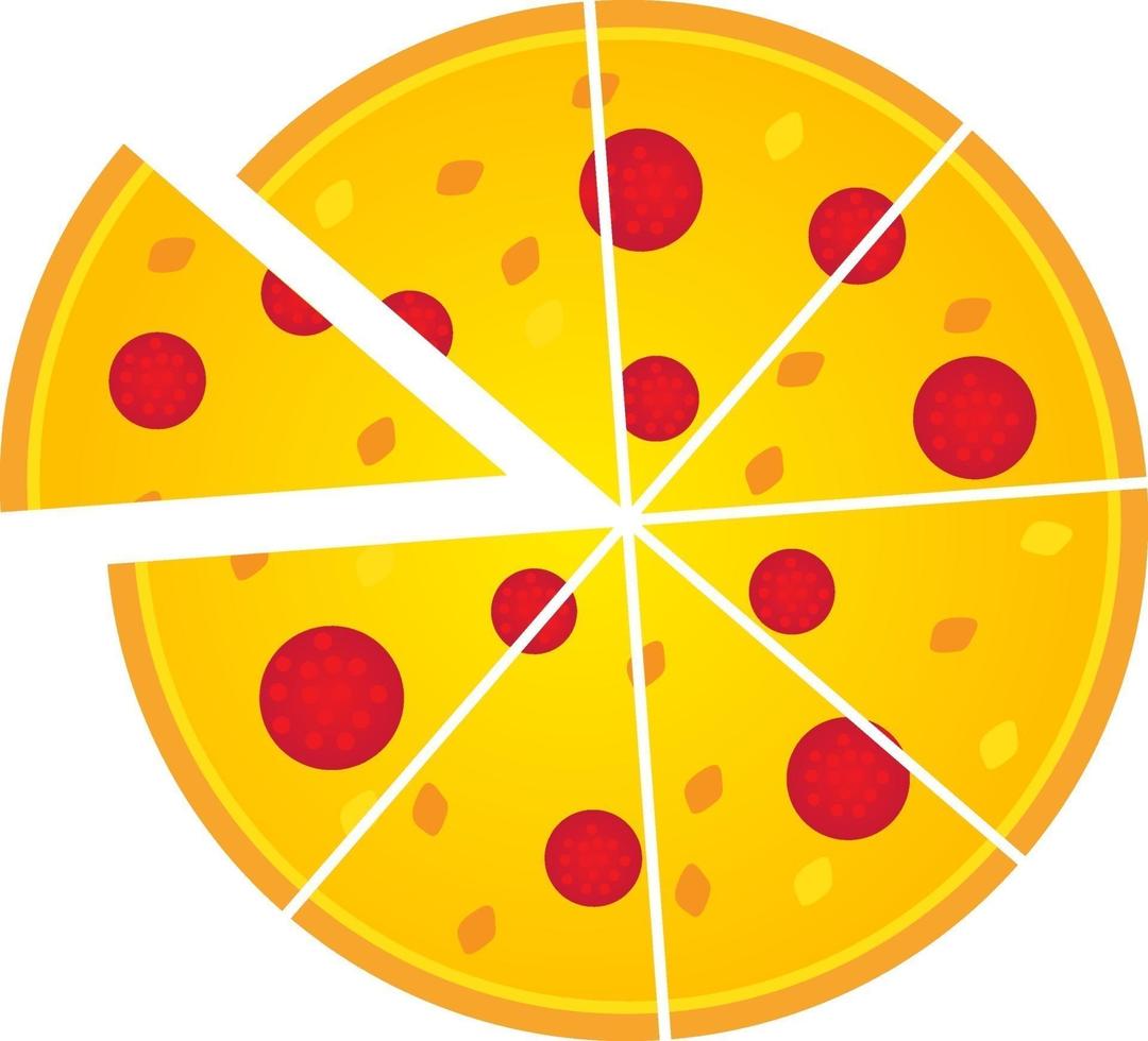 Slices of peperoni pizza, illustration, vector on a white background.