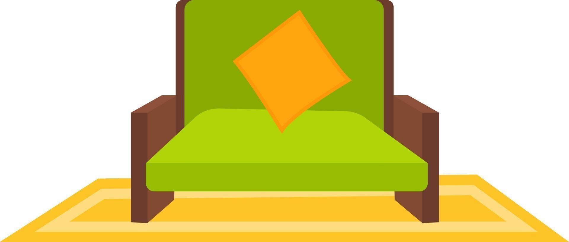 Green sofa, illustration, vector on a white background.