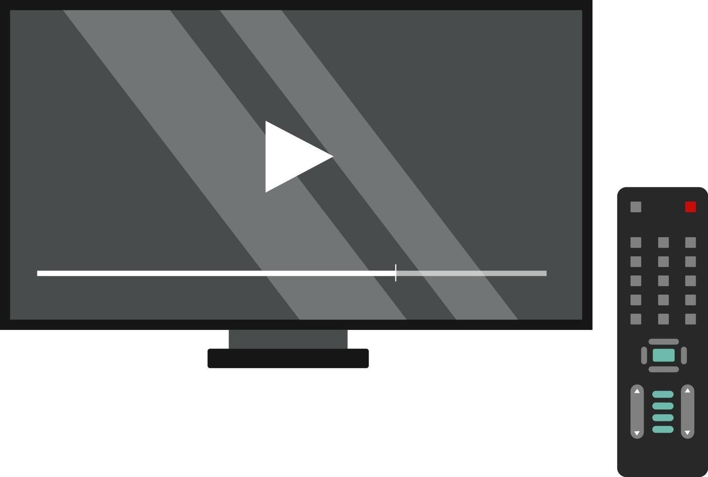 TV with remote, illustration, vector on a white background.