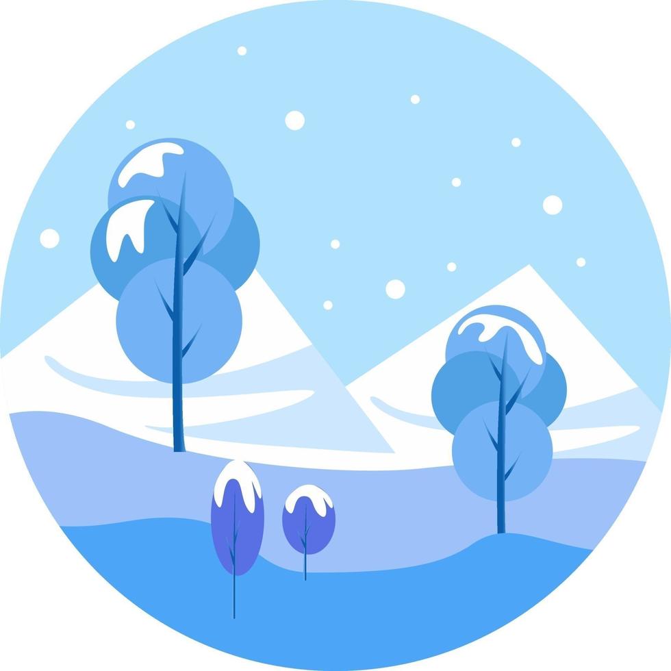 paisaje invernal, ilustración, vector sobre fondo blanco.