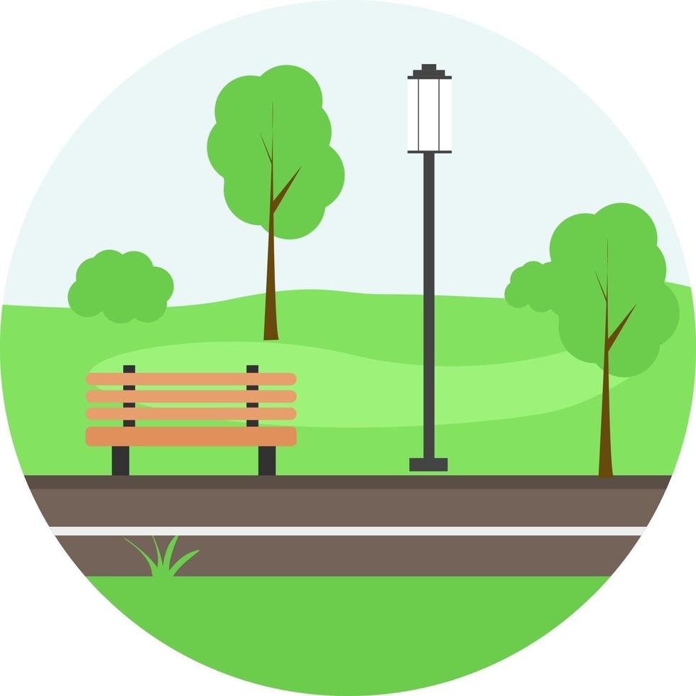 Small park, illustration, vector on a white background.