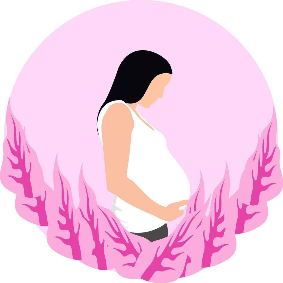 mujer embarazada, ilustración, vector sobre fondo blanco.