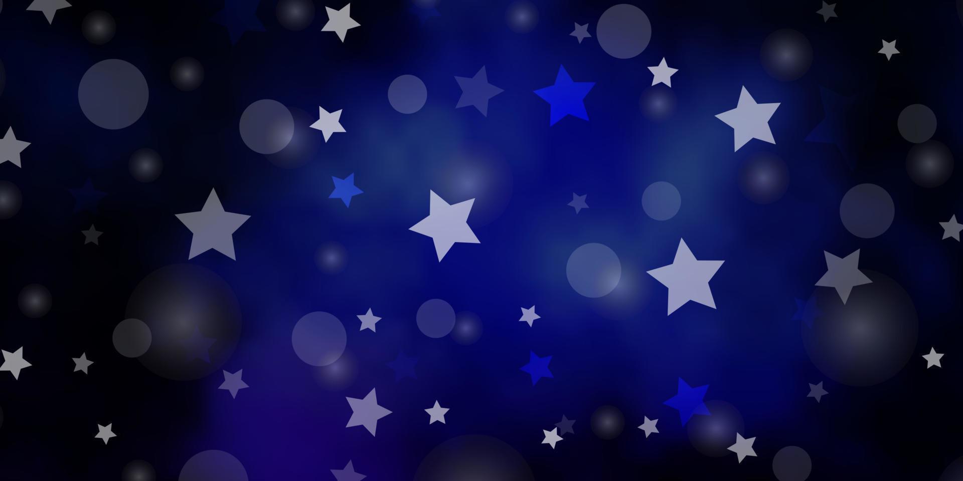 Dark Pink, Blue vector background with circles, stars.