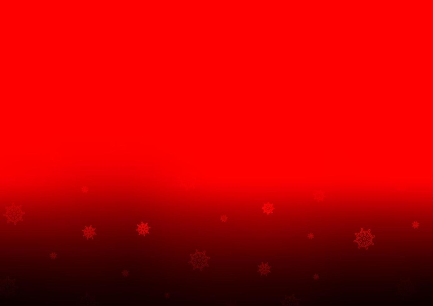 diseño de vector rojo claro con copos de nieve brillantes.