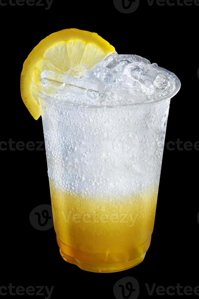 Honey Lemon Iced Soda with Sliced Lime isolated. photo