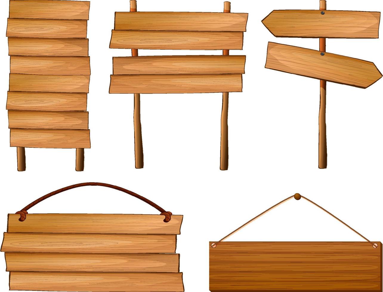 conjunto de banner de letrero de madera vector