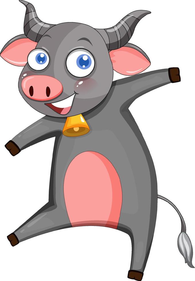 Cute buffalo cartoon character on white background vector