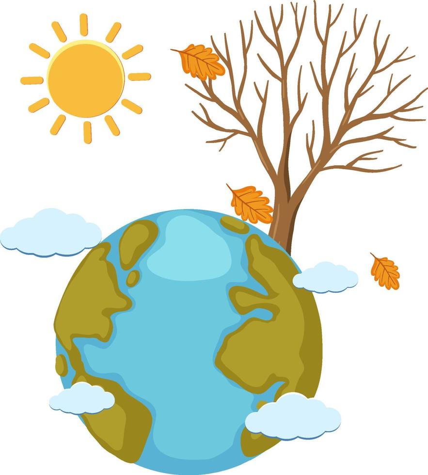 Dry tree on earth in cartoon style vector