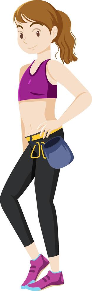 A woman wearing climbing gear vector