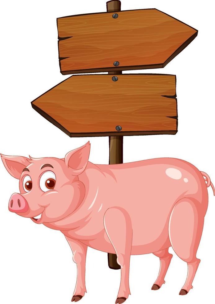 Isolated wooden signpost banner with pig vector