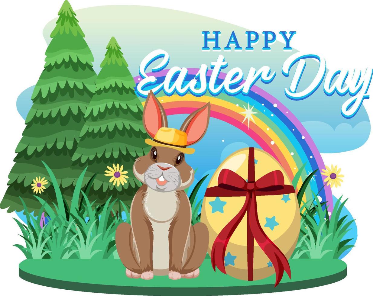 Happy Easter design with bunny and egg vector