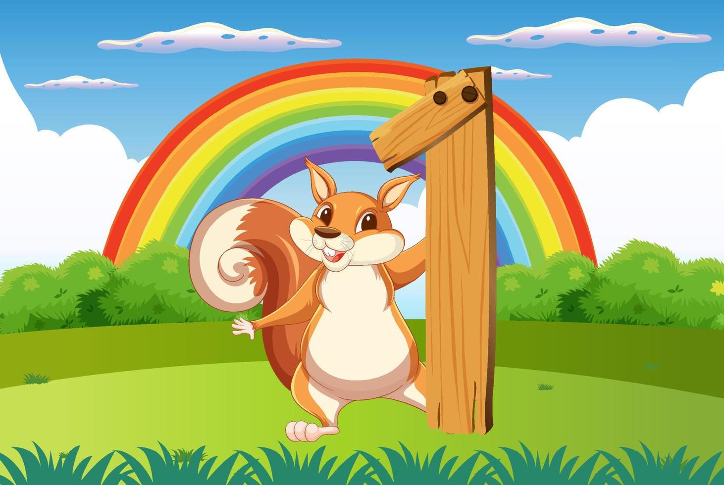 One squirrel attached to number one vector