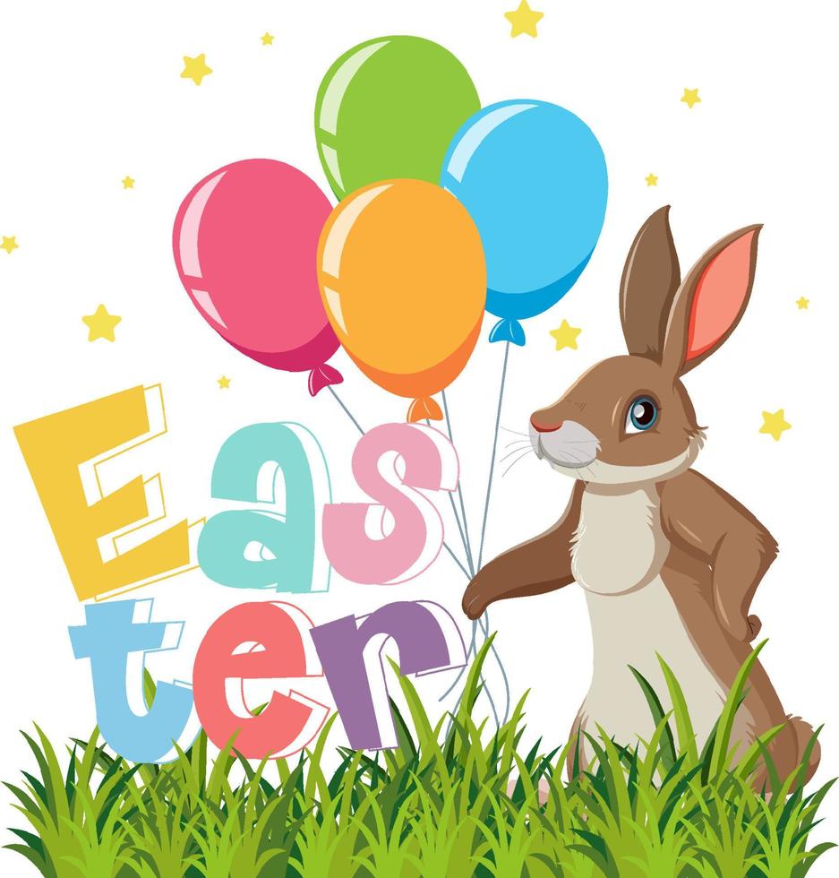 Happy Easter design with bunny and balloons vector